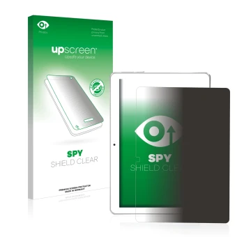 Parte frontal de un envase de producto con el logotipo de la marca upscreen. Al lado se muestra el dispositivo Toscido X104 10