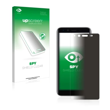 Parte frontal de un envase de producto con el logotipo de la marca upscreen. Al lado se muestra el dispositivo Emporia Smart 3