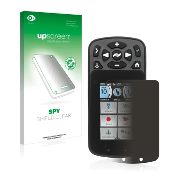 Parte frontal de un envase de producto con el logotipo de la marca upscreen. Al lado se muestra el dispositivo Minn Kota I-Pil