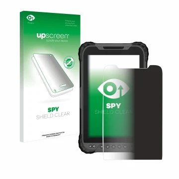 Parte frontal de un envase de producto con el logotipo de la marca upscreen. Al lado se muestra el dispositivo GeoMax Zenius 8