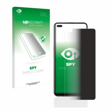Parte frontal de un envase de producto con el logotipo de la marca upscreen. Al lado se muestra el dispositivo Oppo Reno 4 Z 5