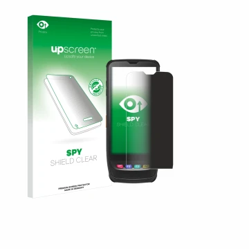 Parte frontal de un envase de producto con el logotipo de la marca upscreen. Al lado se muestra el dispositivo Casio IT-G650 c