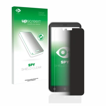 Parte frontal de un envase de producto con el logotipo de la marca upscreen. Al lado se muestra el dispositivo Emporia Smart 4
