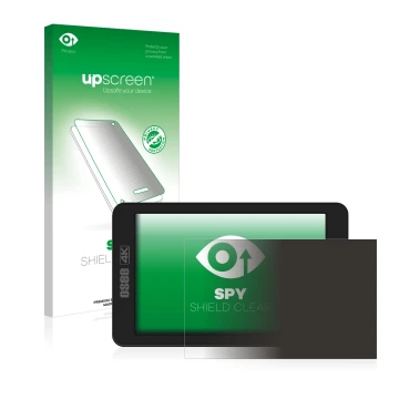 Parte frontal de un envase de producto con el logotipo de la marca upscreen. Al lado se muestra el dispositivo Osee G7 con su 