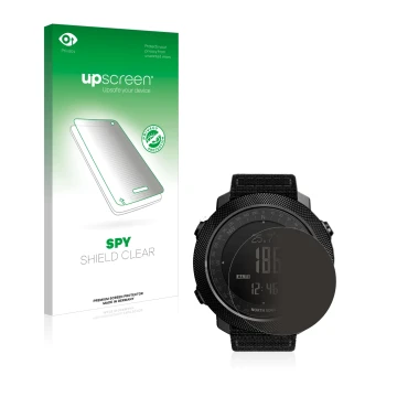 Parte frontal de un envase de producto con el logotipo de la marca upscreen. Al lado se muestra el dispositivo Explopur North 
