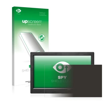 Parte frontal de un envase de producto con el logotipo de la marca upscreen. Al lado se muestra el dispositivo Podofo HD Monit