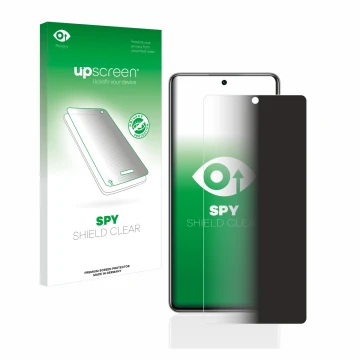 Parte frontal de un envase de producto con el logotipo de la marca upscreen. Al lado se muestra el dispositivo Xiaomi 11T Pro 