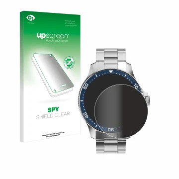 Parte frontal de un envase de producto con el logotipo de la marca upscreen. Al lado se muestra el dispositivo Withings ScanWa