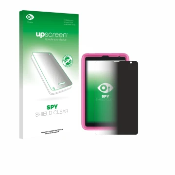 Parte frontal de un envase de producto con el logotipo de la marca upscreen. Al lado se muestra el dispositivo Blackview Tab 6