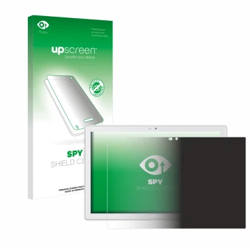 Parte frontal de un envase de producto con el logotipo de la marca upscreen. Al lado se muestra el dispositivo Archos T101 4G 
