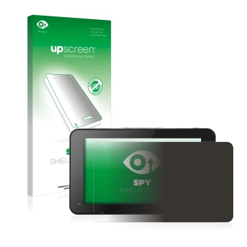 Parte frontal de un envase de producto con el logotipo de la marca upscreen. Al lado se muestra el dispositivo Desview R6 UHB 