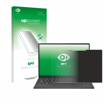 Parte frontal de un envase de producto con el logotipo de la marca upscreen. Al lado se muestra el dispositivo ASUS Rog Flow Z