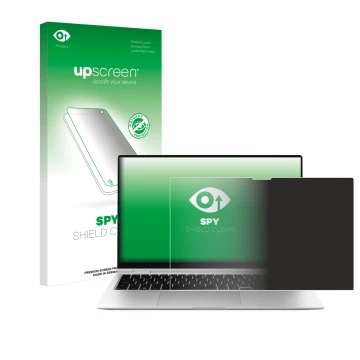 Parte frontal de un envase de producto con el logotipo de la marca upscreen. Al lado se muestra el dispositivo Samsung Galaxy 