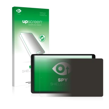 Parte frontal de un envase de producto con el logotipo de la marca upscreen. Al lado se muestra el dispositivo Odys Space One 