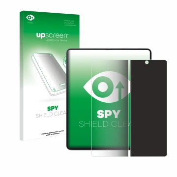 Parte frontal de un envase de producto con el logotipo de la marca upscreen. Al lado se muestra el dispositivo Samsung Galaxy 