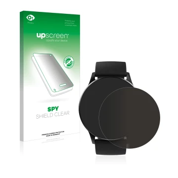 Parte frontal de un envase de producto con el logotipo de la marca upscreen. Al lado se muestra el dispositivo Denver SW-173 c