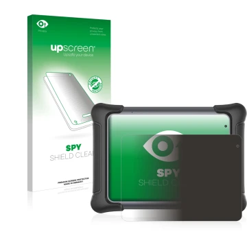 Parte frontal de un envase de producto con el logotipo de la marca upscreen. Al lado se muestra el dispositivo Autel MaxiSys E