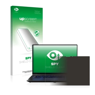 Parte frontal de un envase de producto con el logotipo de la marca upscreen. Al lado se muestra el dispositivo ASUS ROG Flow X