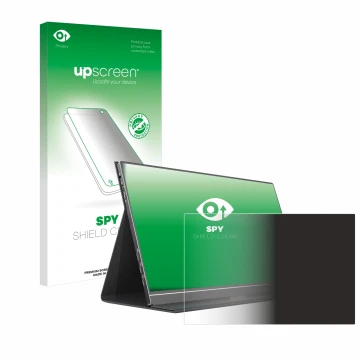 Parte frontal de un envase de producto con el logotipo de la marca upscreen. Al lado se muestra el dispositivo Arzopa ‎S1 Tabl