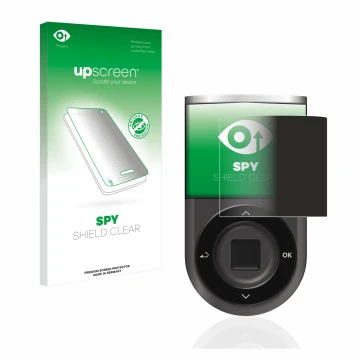 Parte frontal de un envase de producto con el logotipo de la marca upscreen. Al lado se muestra el dispositivo D’CENT Biometri