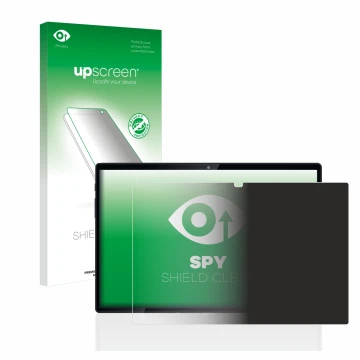 Parte frontal de un envase de producto con el logotipo de la marca upscreen. Al lado se muestra el dispositivo Mediacom SmartP