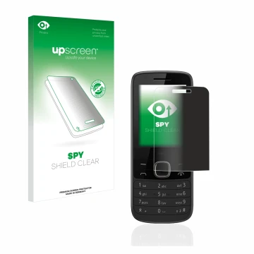 Parte frontal de un envase de producto con el logotipo de la marca upscreen. Al lado se muestra el dispositivo Nokia 225 4G co
