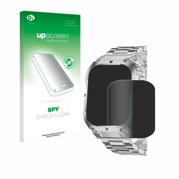 Parte frontal de un envase de producto con el logotipo de la marca upscreen. Al lado se muestra el dispositivo LIGE K-57 1.96