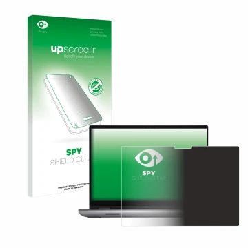Parte frontal de un envase de producto con el logotipo de la marca upscreen. Al lado se muestra el dispositivo Dell Precision 