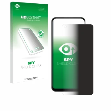 Parte frontal de un envase de producto con el logotipo de la marca upscreen. Al lado se muestra el dispositivo Oppo A78 4G con