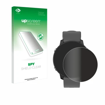 Parte frontal de un envase de producto con el logotipo de la marca upscreen. Al lado se muestra el dispositivo Shot Scope G5 G