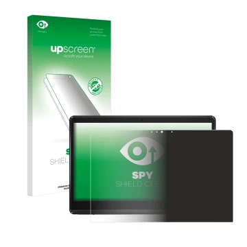 Parte frontal de un envase de producto con el logotipo de la marca upscreen. Al lado se muestra el dispositivo ASUS ExpertCent