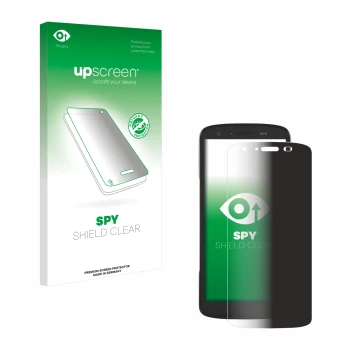 Parte frontal de un envase de producto con el logotipo de la marca upscreen. Al lado se muestra el dispositivo Zebra TC22 con 