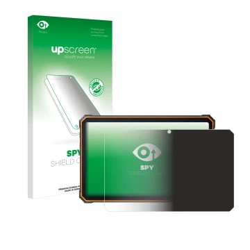 Parte frontal de un envase de producto con el logotipo de la marca upscreen. Al lado se muestra el dispositivo Blackview Activ
