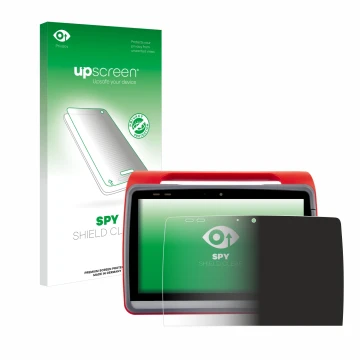 Parte frontal de un envase de producto con el logotipo de la marca upscreen. Al lado se muestra el dispositivo medDV NIDApad c