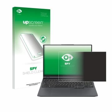 Parte frontal de un envase de producto con el logotipo de la marca upscreen. Al lado se muestra el dispositivo Lenovo Legion P