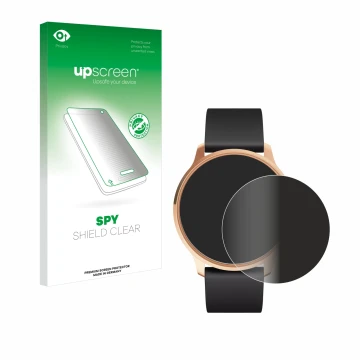 Parte frontal de un envase de producto con el logotipo de la marca upscreen. Al lado se muestra el dispositivo Withings ScanWa