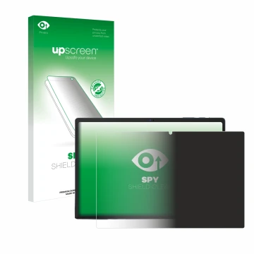 Parte frontal de un envase de producto con el logotipo de la marca upscreen. Al lado se muestra el dispositivo Oukitel OKT3 co