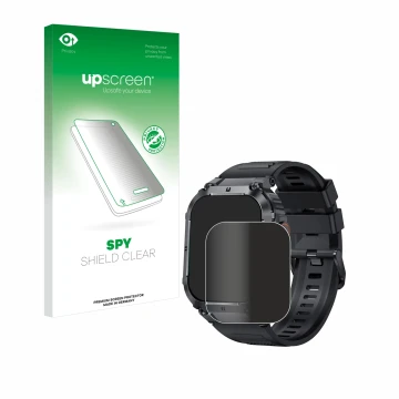 Parte frontal de un envase de producto con el logotipo de la marca upscreen. Al lado se muestra el dispositivo GaWear K57PRO 1