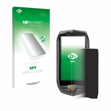 Parte frontal de un envase de producto con el logotipo de la marca upscreen. Al lado se muestra el dispositivo Oukitel K16 con