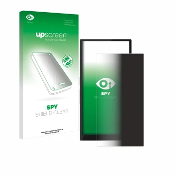 Parte frontal de un envase de producto con el logotipo de la marca upscreen. Al lado se muestra el dispositivo Hiby R6 Pro II 