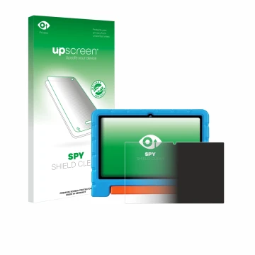 Parte frontal de un envase de producto con el logotipo de la marca upscreen. Al lado se muestra el dispositivo ZIOVO Z138 10
