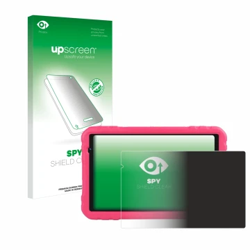 Parte frontal de un envase de producto con el logotipo de la marca upscreen. Al lado se muestra el dispositivo Aocwei x500 con