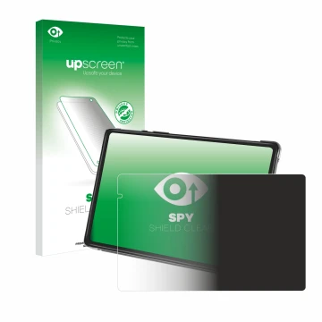 Parte frontal de un envase de producto con el logotipo de la marca upscreen. Al lado se muestra el dispositivo Yestel T13 con 