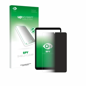 Parte frontal de un envase de producto con el logotipo de la marca upscreen. Al lado se muestra el dispositivo Alldocube iPlay