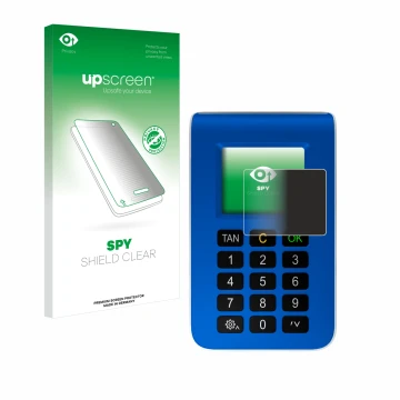 Parte frontal de un envase de producto con el logotipo de la marca upscreen. Al lado se muestra el dispositivo REINER SCT tanJ