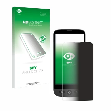 Parte frontal de un envase de producto con el logotipo de la marca upscreen. Al lado se muestra el dispositivo Swissvoice S510