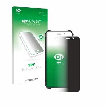 Parte frontal de un envase de producto con el logotipo de la marca upscreen. Al lado se muestra el dispositivo Fossibot F101P 