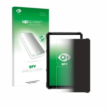 Parte frontal de un envase de producto con el logotipo de la marca upscreen. Al lado se muestra el dispositivo Ulefone Armor P