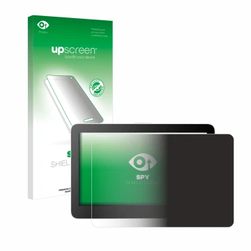 Parte frontal de un envase de producto con el logotipo de la marca upscreen. Al lado se muestra el dispositivo Wacom One 13 To