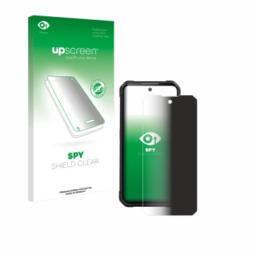 Parte frontal de un envase de producto con el logotipo de la marca upscreen. Al lado se muestra el dispositivo iiiF150 B2 con 